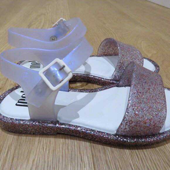 MINI MELISSA Mel Mar Pastel Pink Glitter Jelly Sandals - Girl's Size 9 - Picture 5 of 11